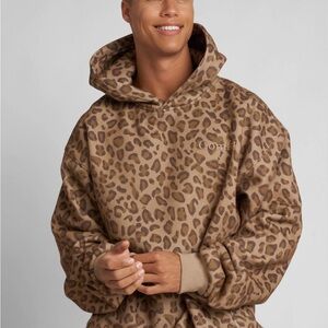 Comfrt Minimalist Hoodie Brown Leopard Unisex Size Large EUC